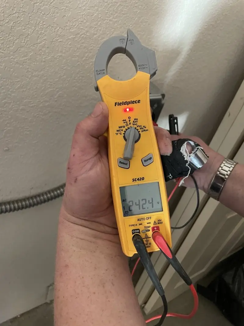 Voltage testing with clamp meter during Generator Installation in La Grange